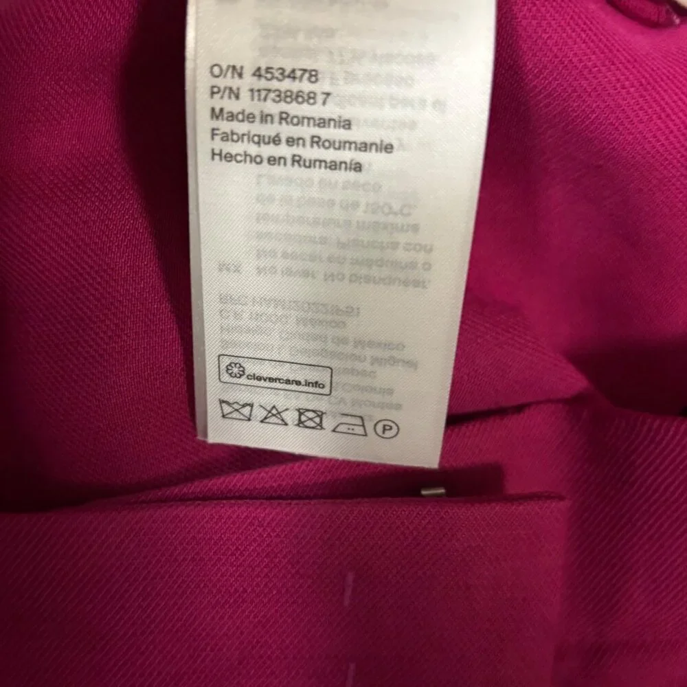 COS Womens Fuchsia Wide-Leg Pleated Linen-Blend Trousers Size 4